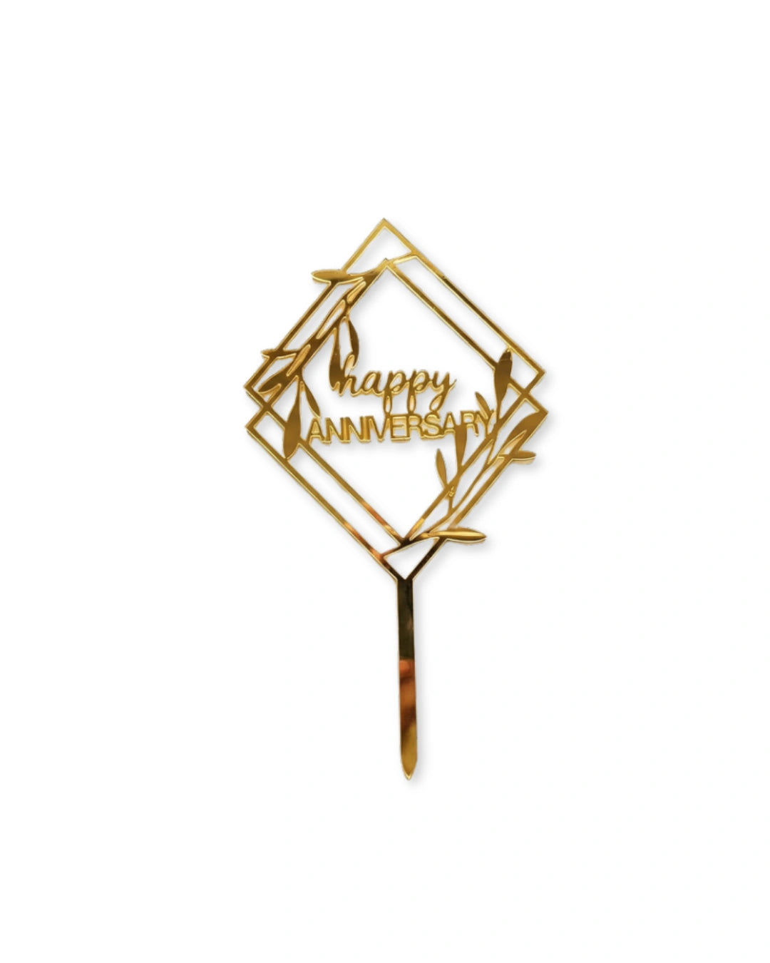 gold happy anniversary cake topper elegant cake decoration for anniversary celebration