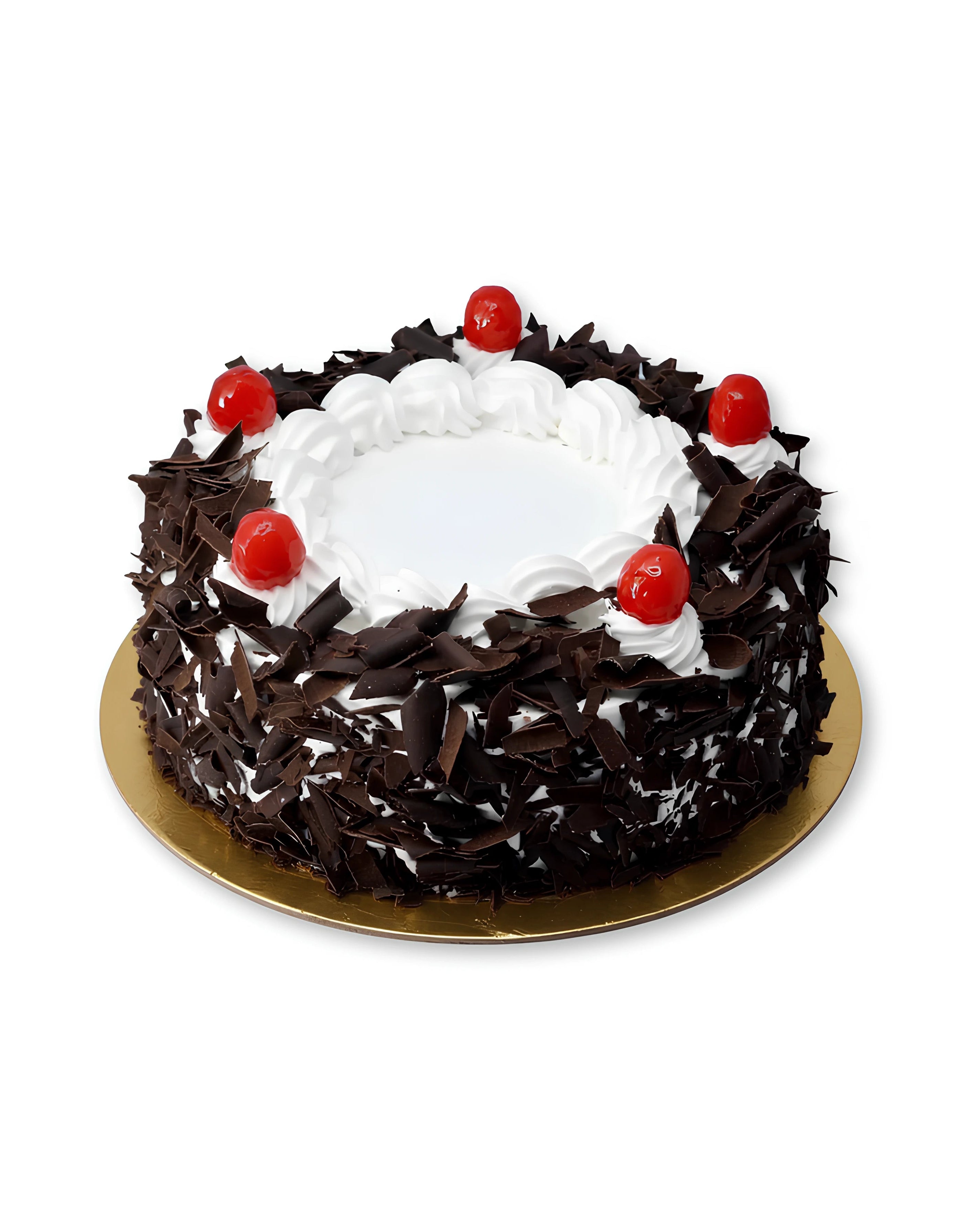Classic Black Forest cake with chocolate shavings and cherries by Red Ribbon Cakes Dubai