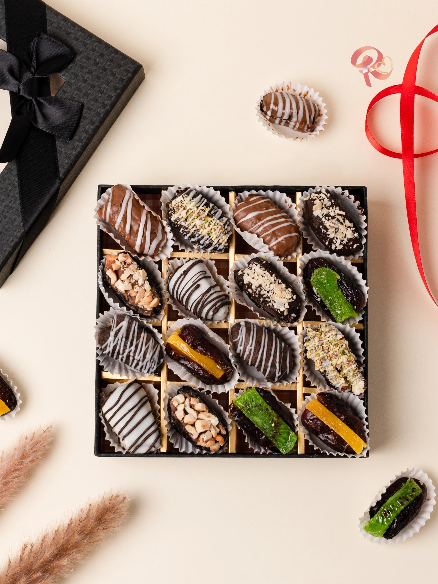assorted chocolate dates gift box, gourmet middle eastern sweets dubai, premium dates for gifting and celebrations
