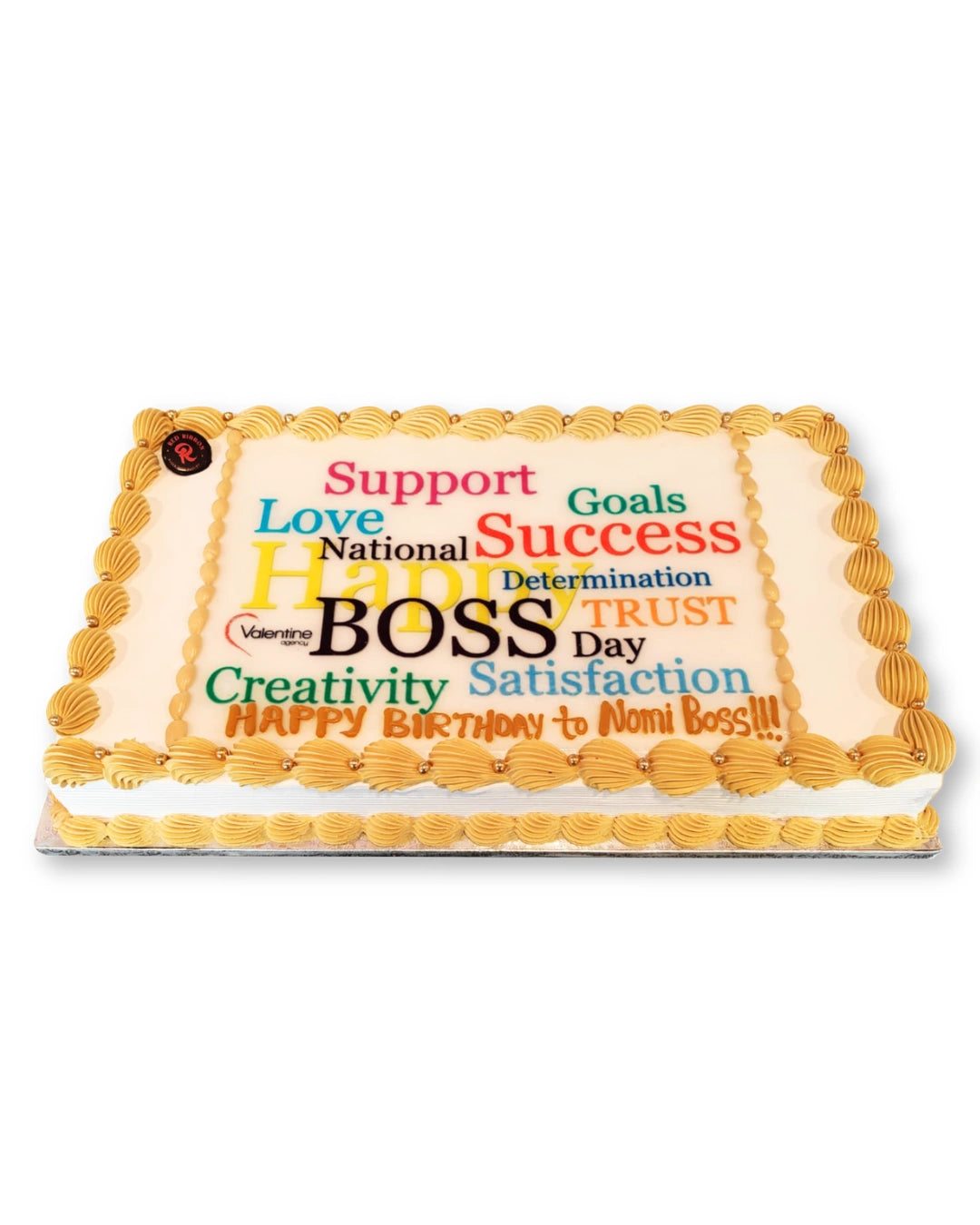 corporate theme celebration cake with professional design, logo and elegant business style