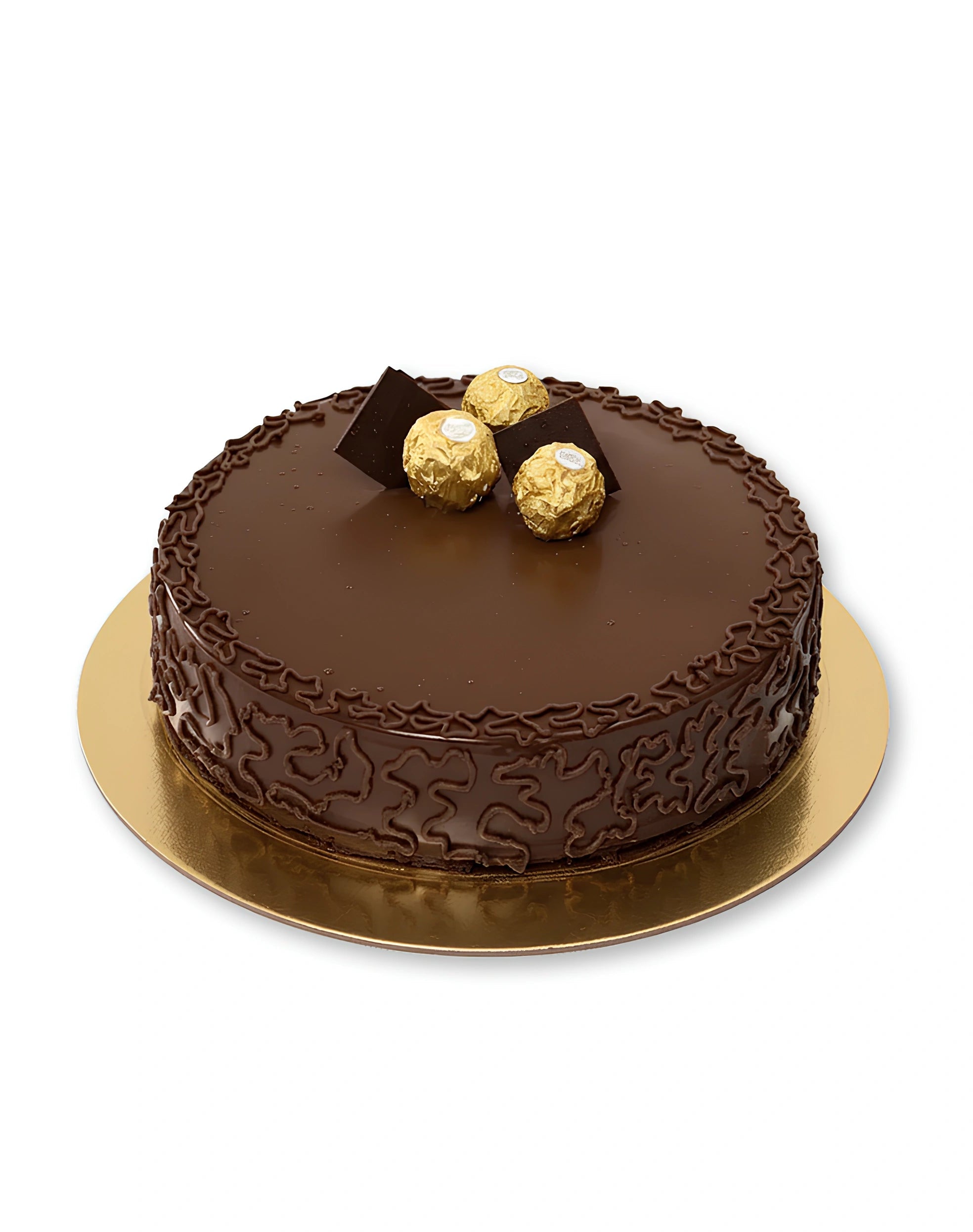 Dark Chocolate Ferrero Cake by Red Ribbon Cakes – rich dark chocolate cake with Ferrero Rocher topping, premium chocolate cake in UAE