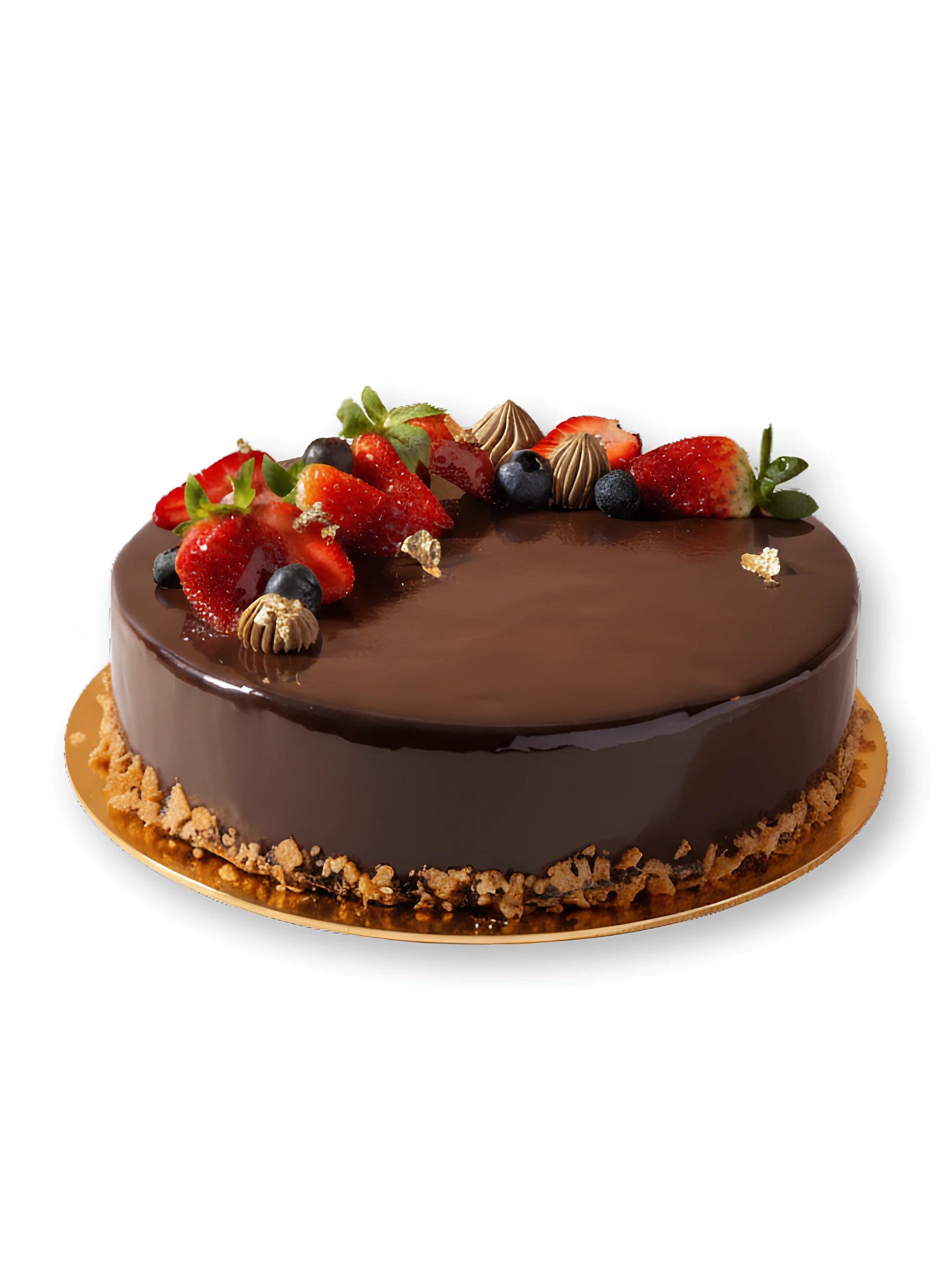 Dark berry Cake coated in rich chocolate glaze and assorted berry toppings by Red Ribbon Cakes