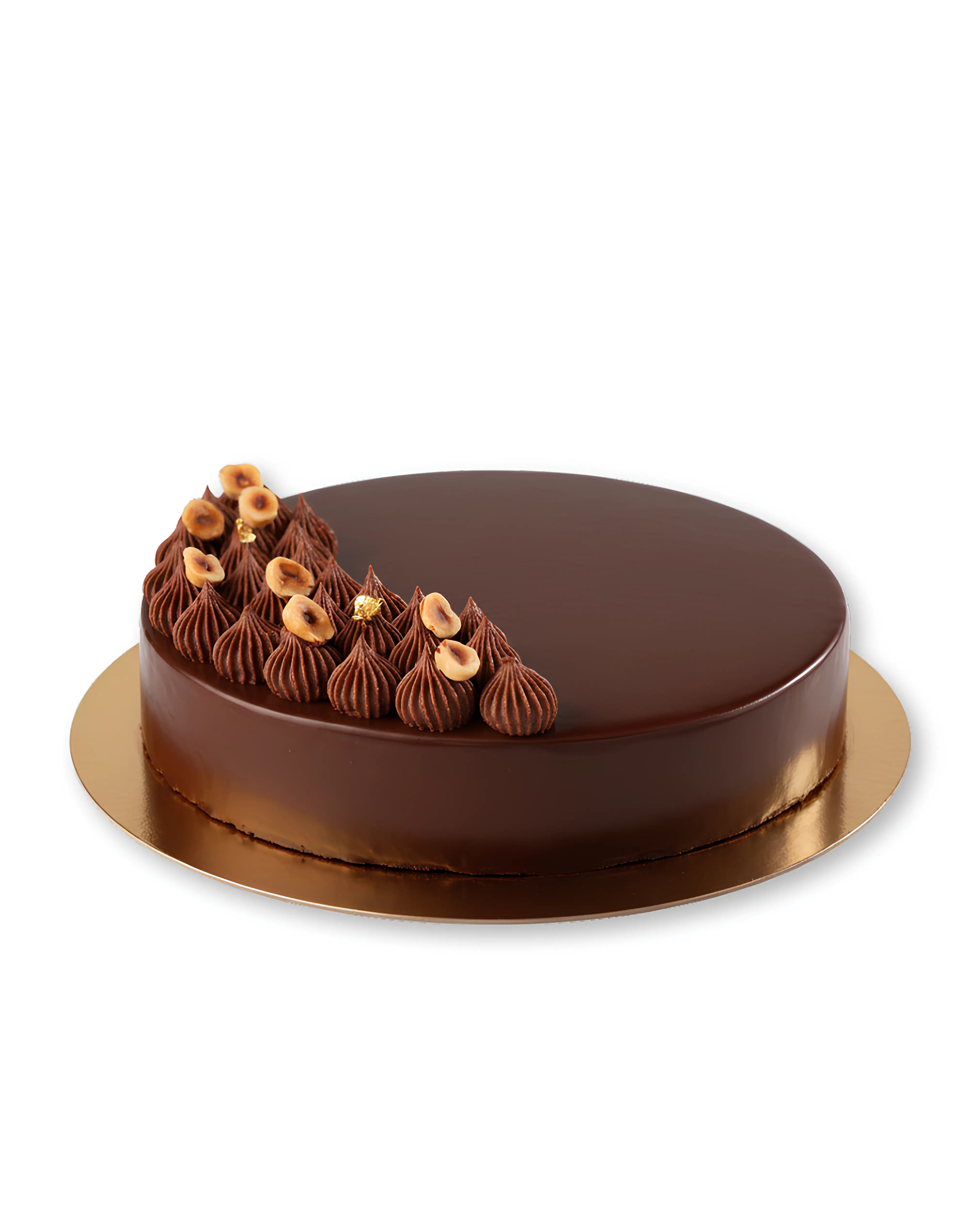 Hazelnut Chocolate Truffle Cake with rich chocolate and nut topping by Red Ribbon Cakes Dubai