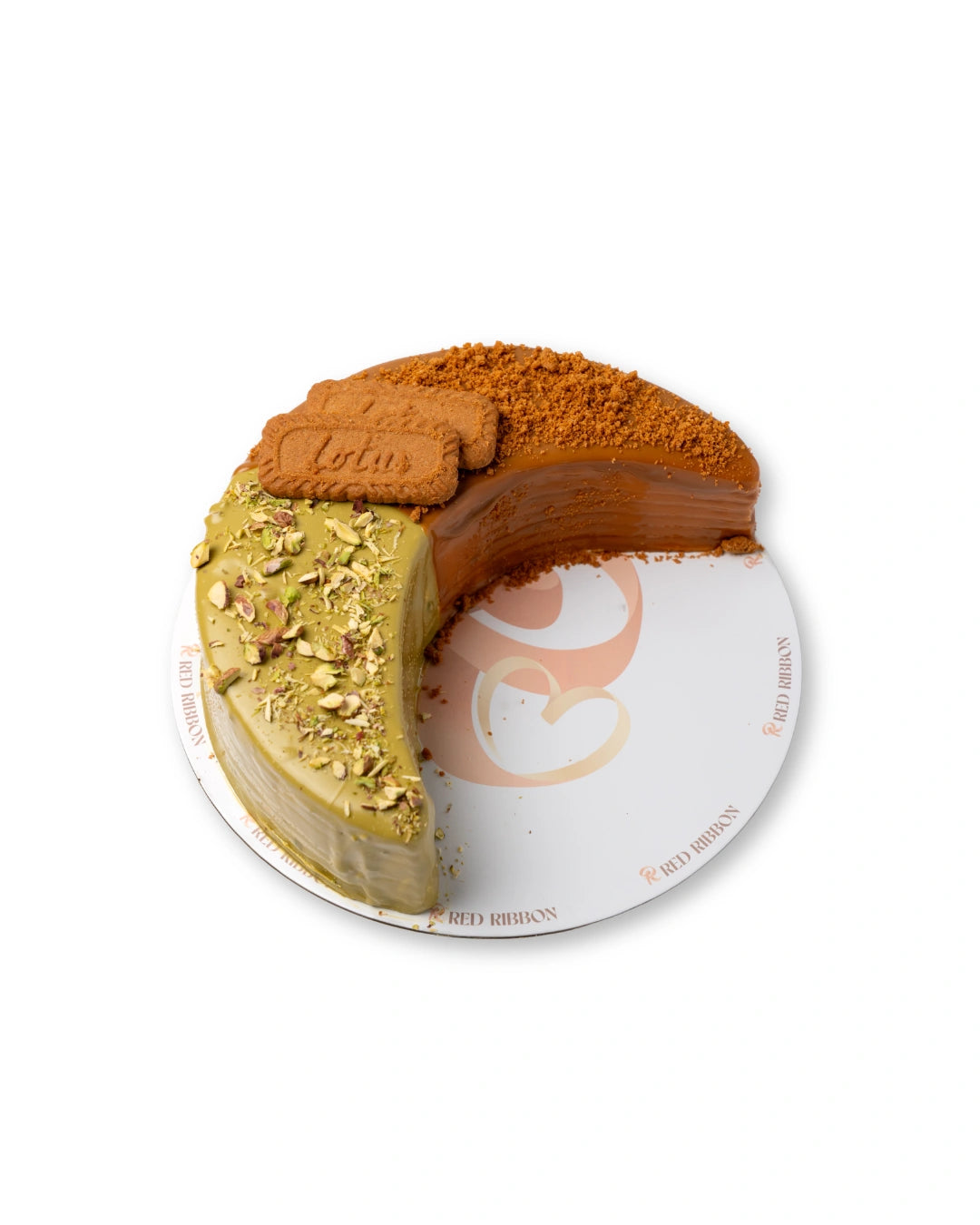 Ramadan lotus and pistachio cake with crushed lotus biscuits and pistachio topping – Red Ribbon Cakes Dubai
