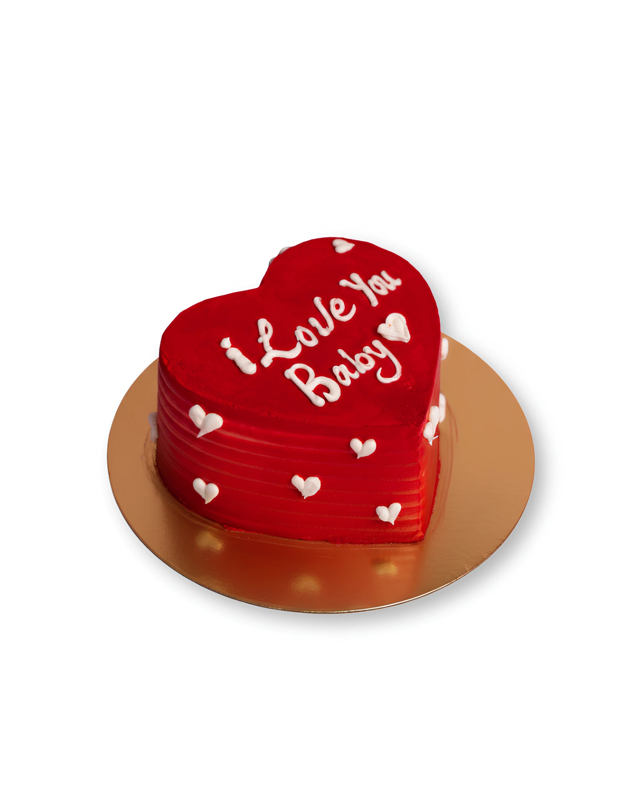Love you baby heart shaped red cake with romantic message and heart details, Valentine cake by Red Ribbon Cakes Dubai