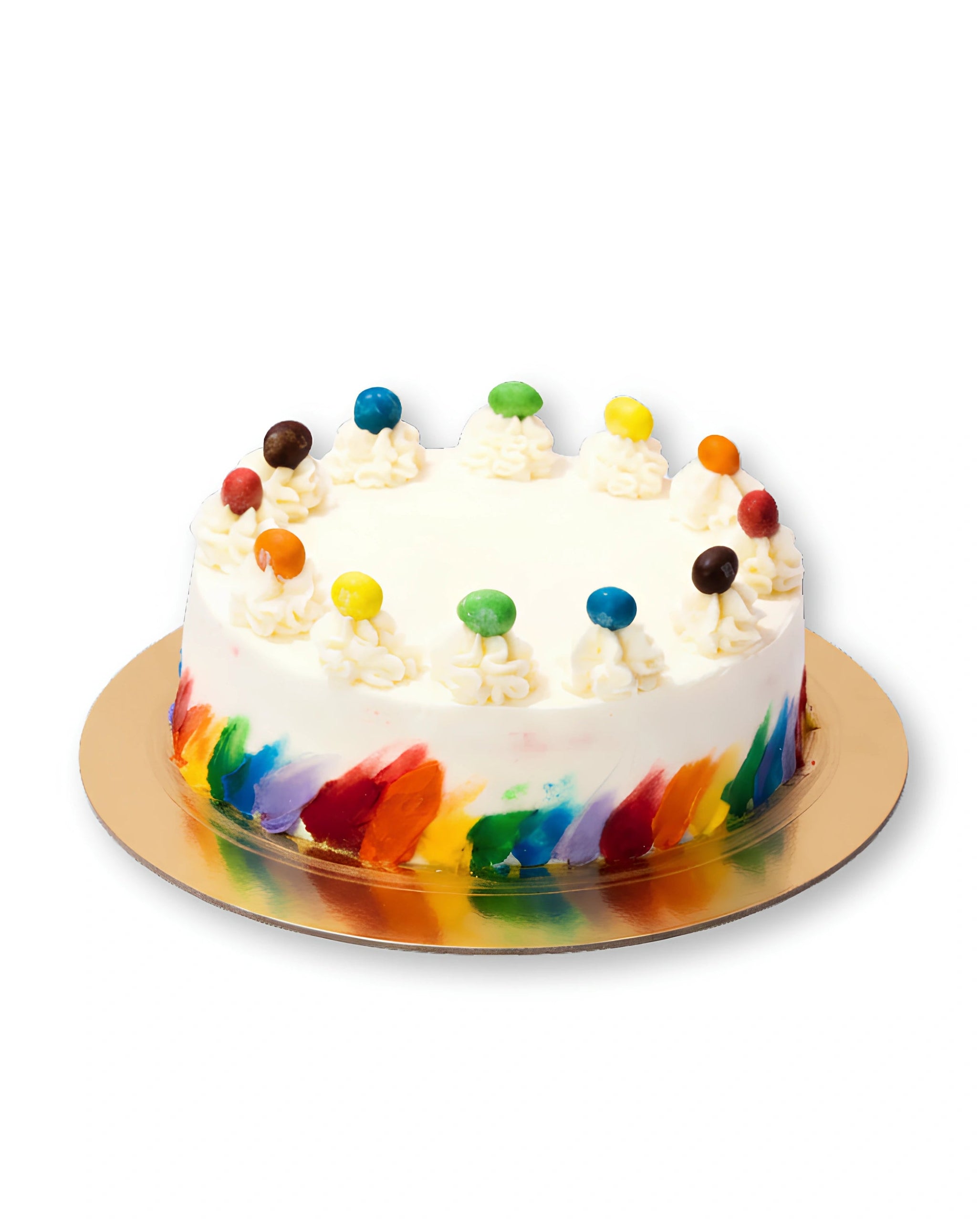 M&M Rainbow Cake by Red Ribbon Cakes – colorful rainbow cream cake topped with M&M chocolates, ideal kids birthday cake in Dubai