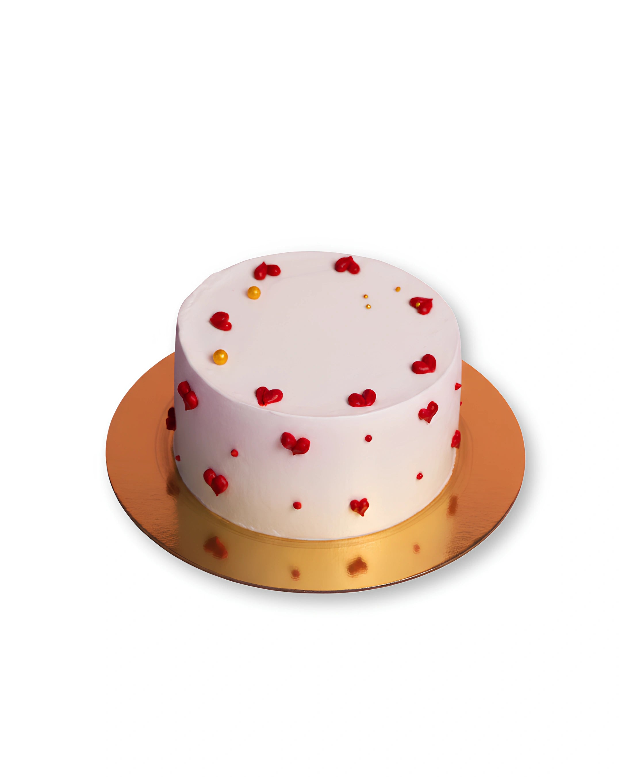 Mini hearts love cake with white frosting and red heart sprinkles, cute Valentine cake by Red Ribbon Cakes Dubai