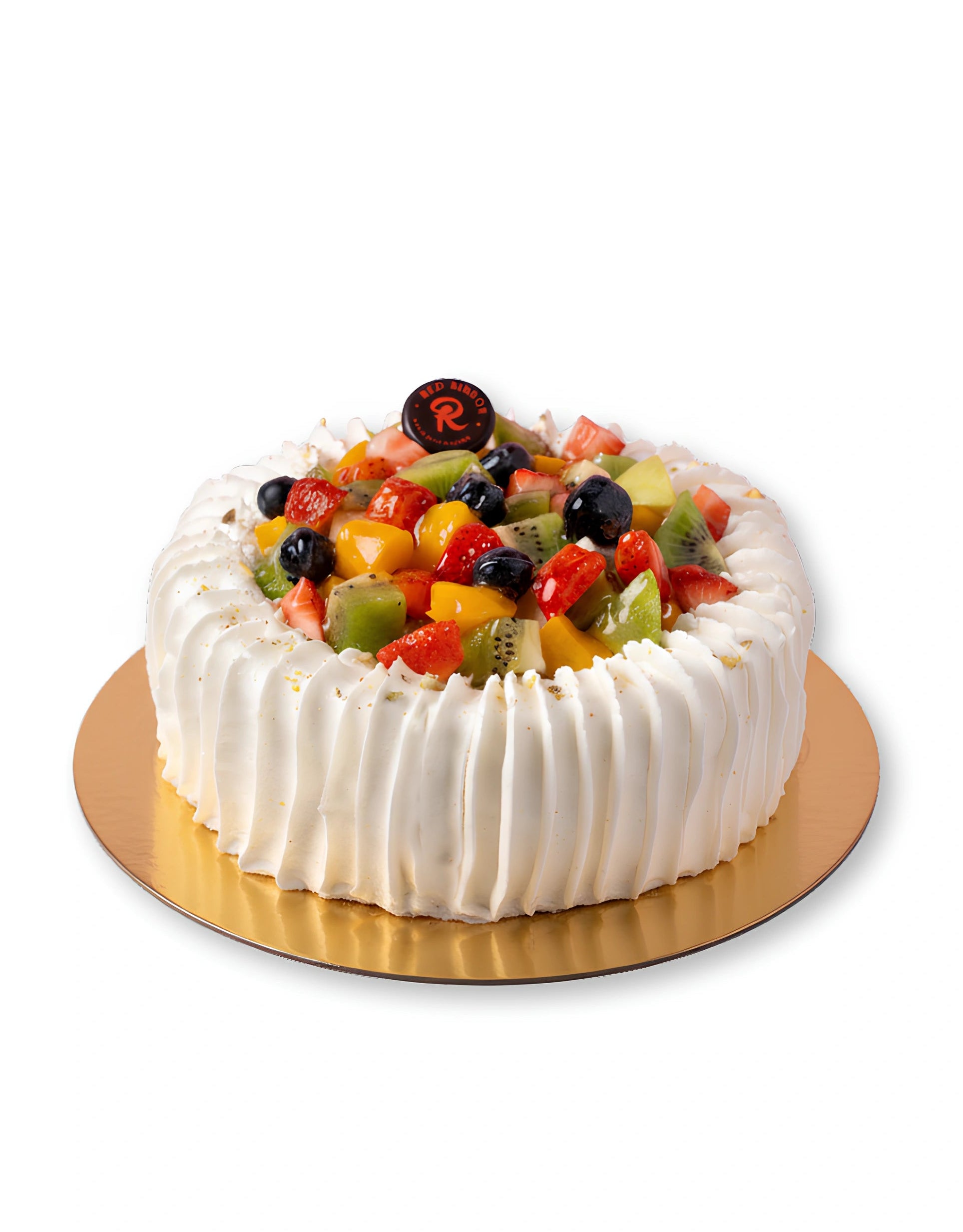Mix Fruit Cake by Red Ribbon Cakes topped with fresh seasonal fruits and whipped cream, perfect birthday and celebration cake in Dubai