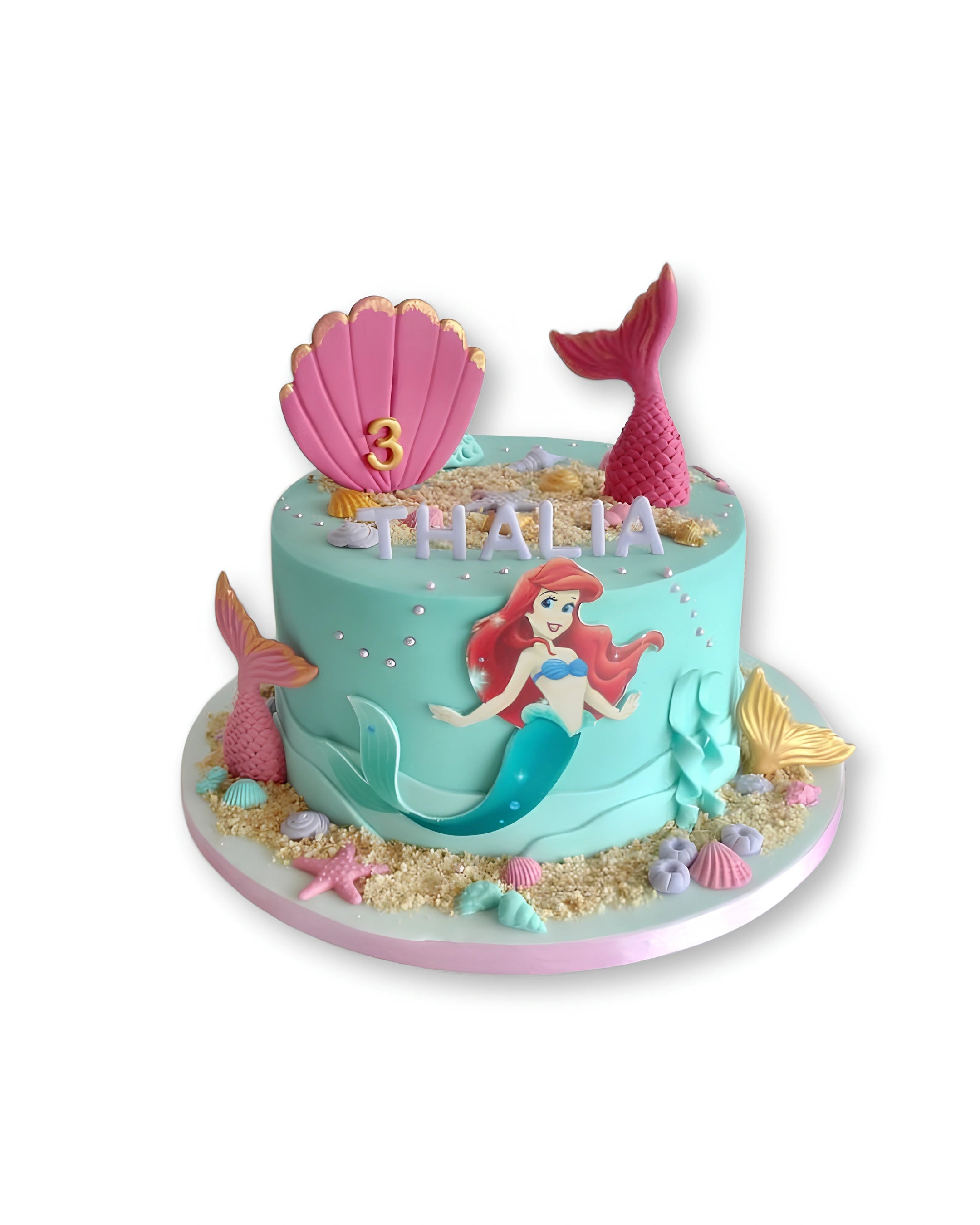 Ocean Princess themed birthday cake by Red Ribbon Cakes with mermaid design and pastel ocean colors, custom kids cake in Dubai