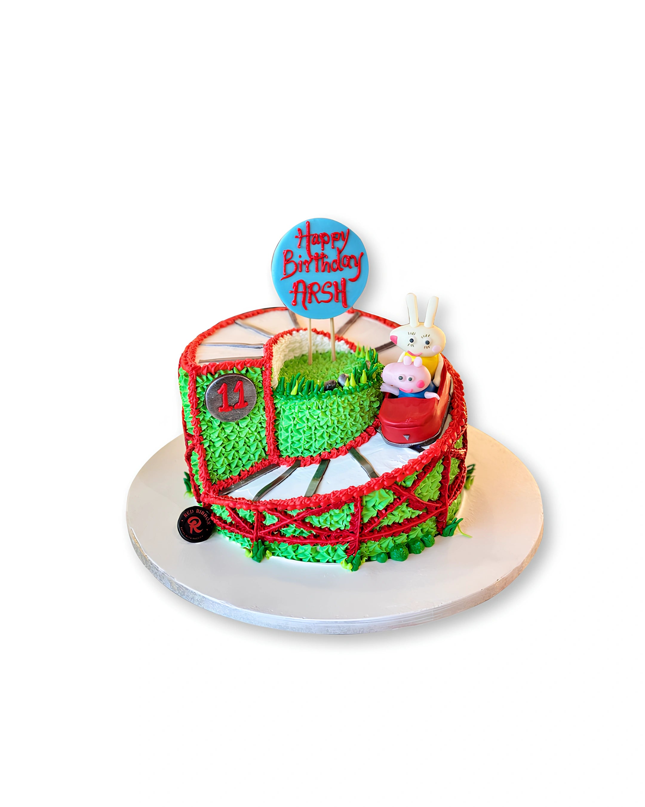 Peppa Pig themed birthday cake by Red Ribbon Cakes with cartoon design, popular kids party cake in Dubai