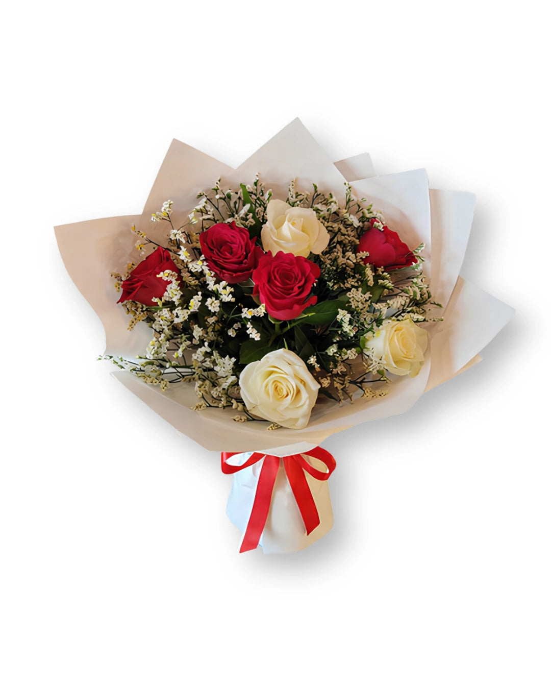 premium red and cream roses bouquet royal romance roses dubai
