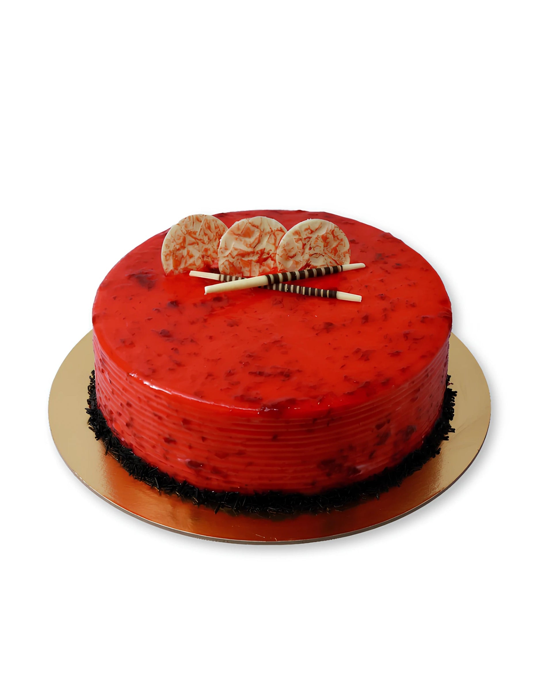 Strawberry Cake finished with glossy strawberry glaze and light cream layers by Red Ribbon Cakes