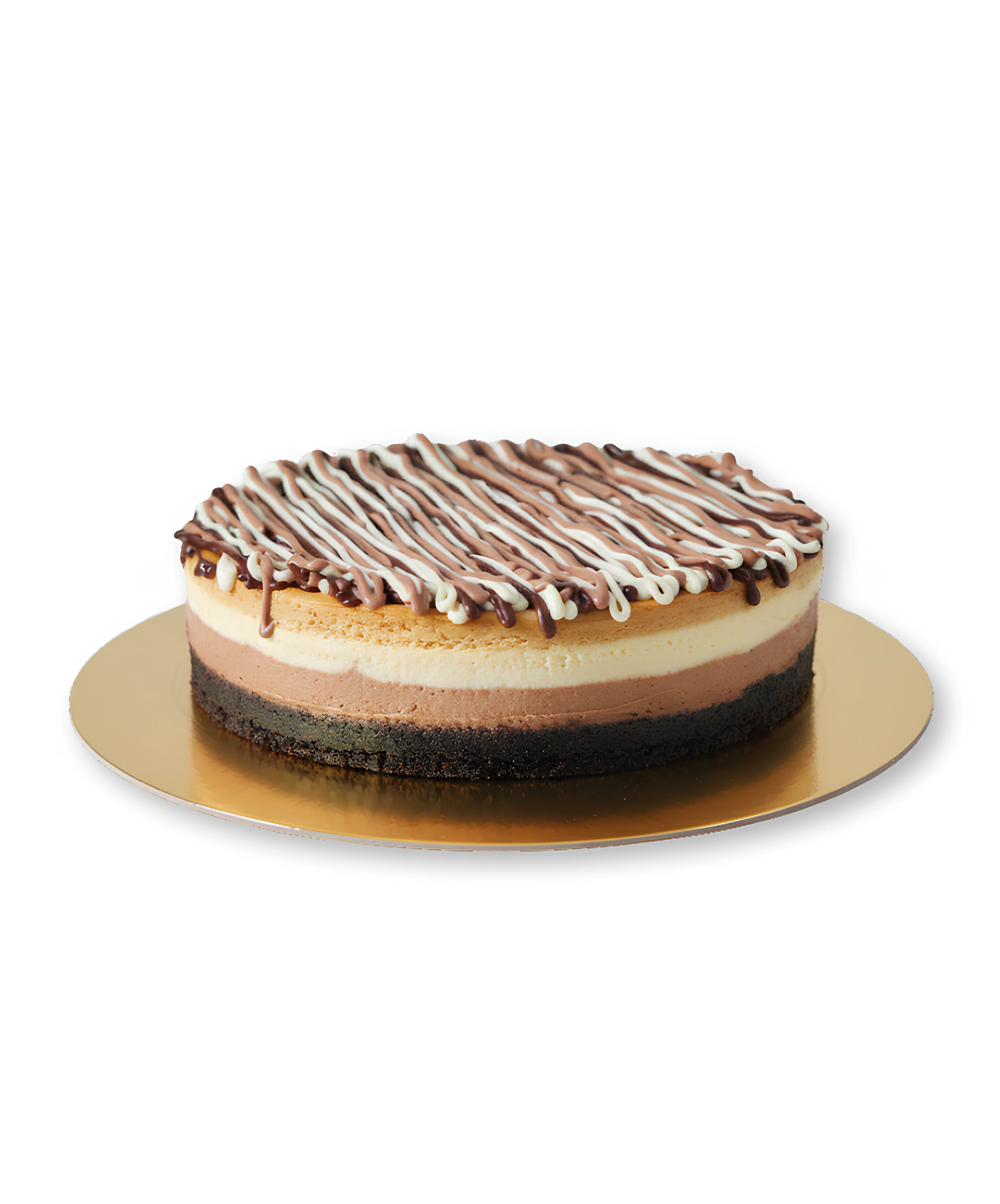 Triple layer Cheese Cake with chocolate drizzle and creamy layered cheesecake base by Red Ribbon Cakes