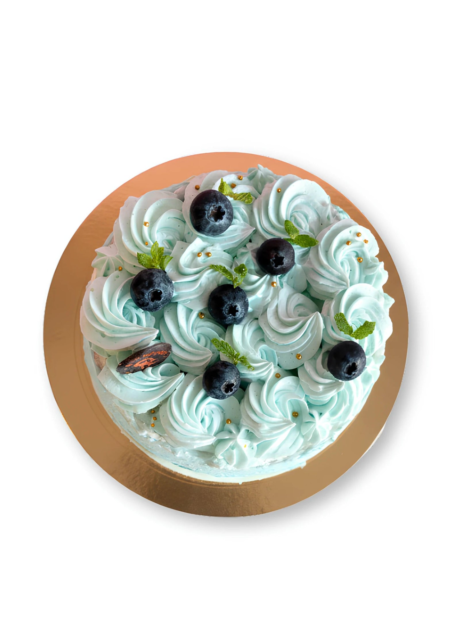 White chocolate Blueberry Cake topped with blueberry cream swirls and fresh blueberries by Red Ribbon Cakes