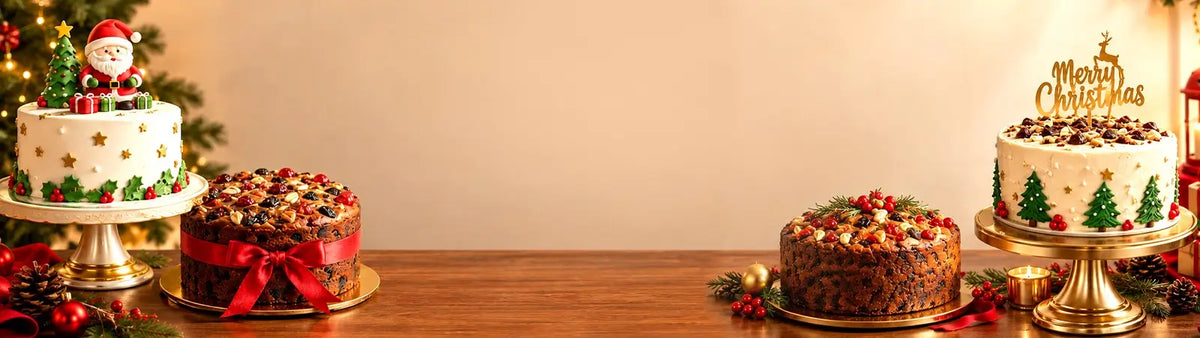 christmas cake rom red ribbon