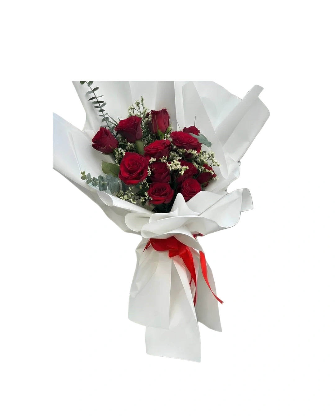 classic red rose bouquet with white wrapping best flowers in dubai