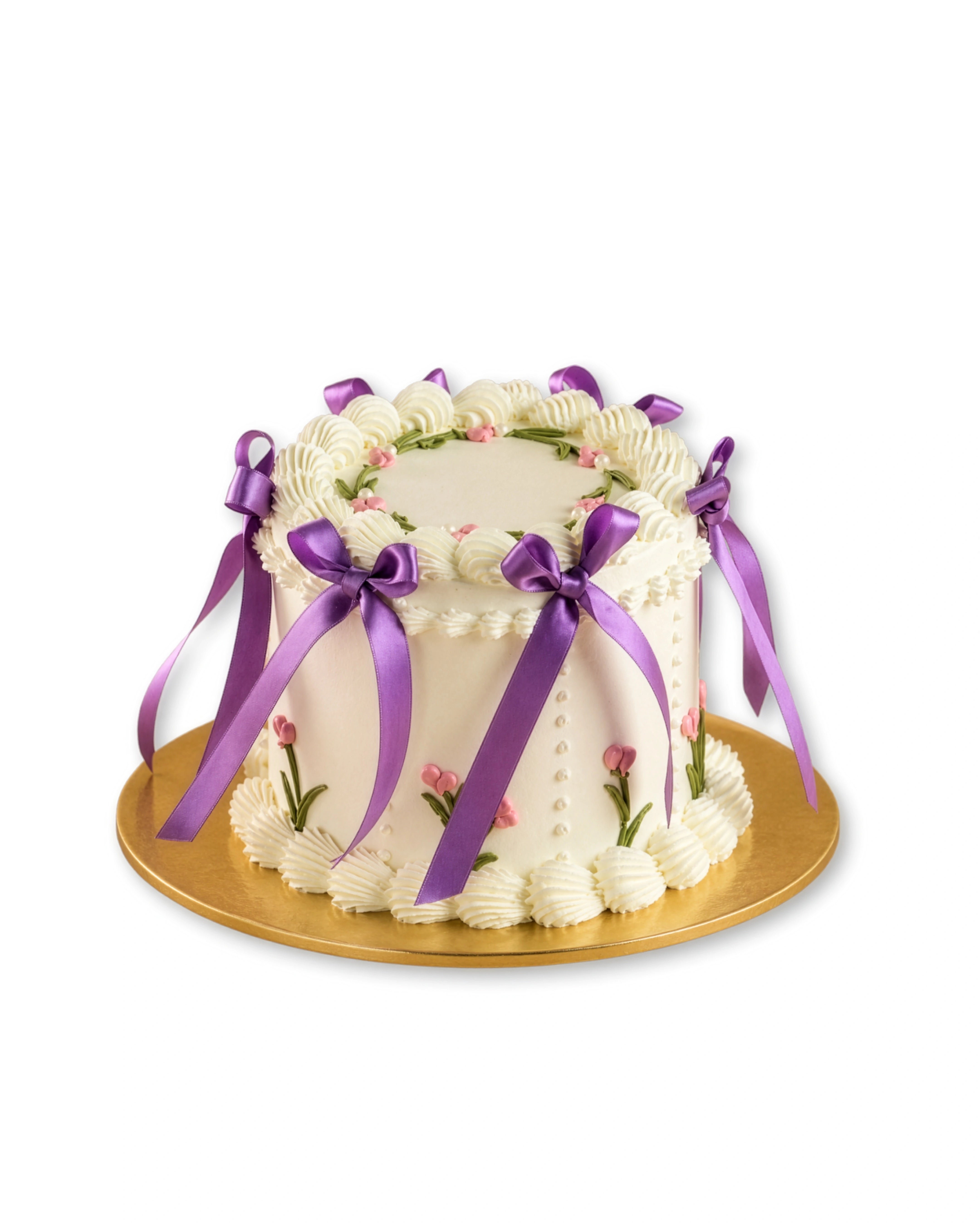 purple ribbon floral cake in uae